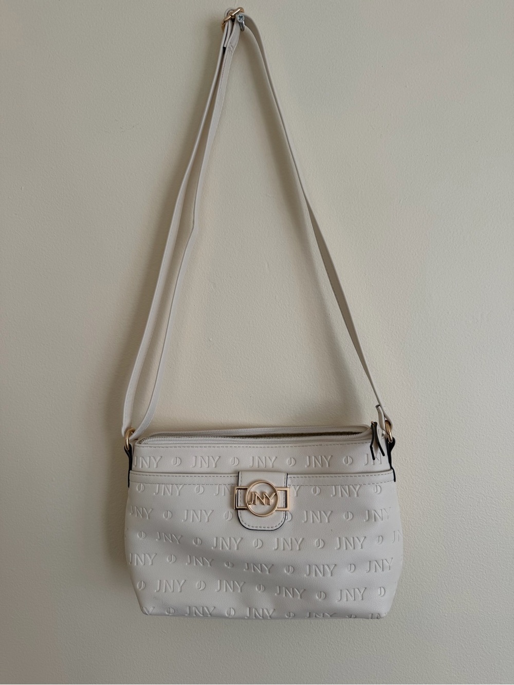 Jones New York Cream Crossbody Bag with Gold Logo